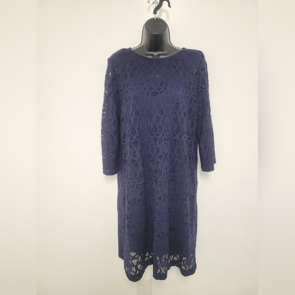 Chico’s Navy Blue Lace Midi Dress sz 1.5 / M